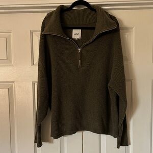 Aerie Zip Up Sweater in Olive